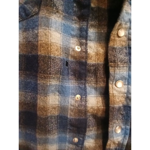 Vintage Pendleton Western Plaid Wool Flannel Shirt Collar 70s Men L - Picture 8 of 10